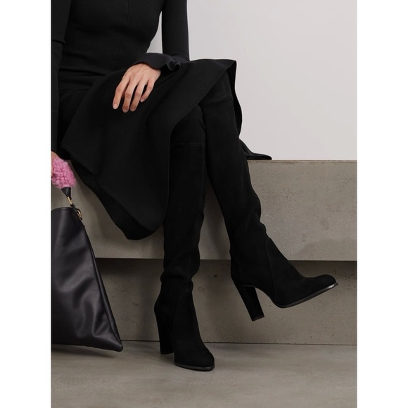 Stuart Weitzman • Highland Boot over the knee thigh high black suede heeled - Picture 7 of 13